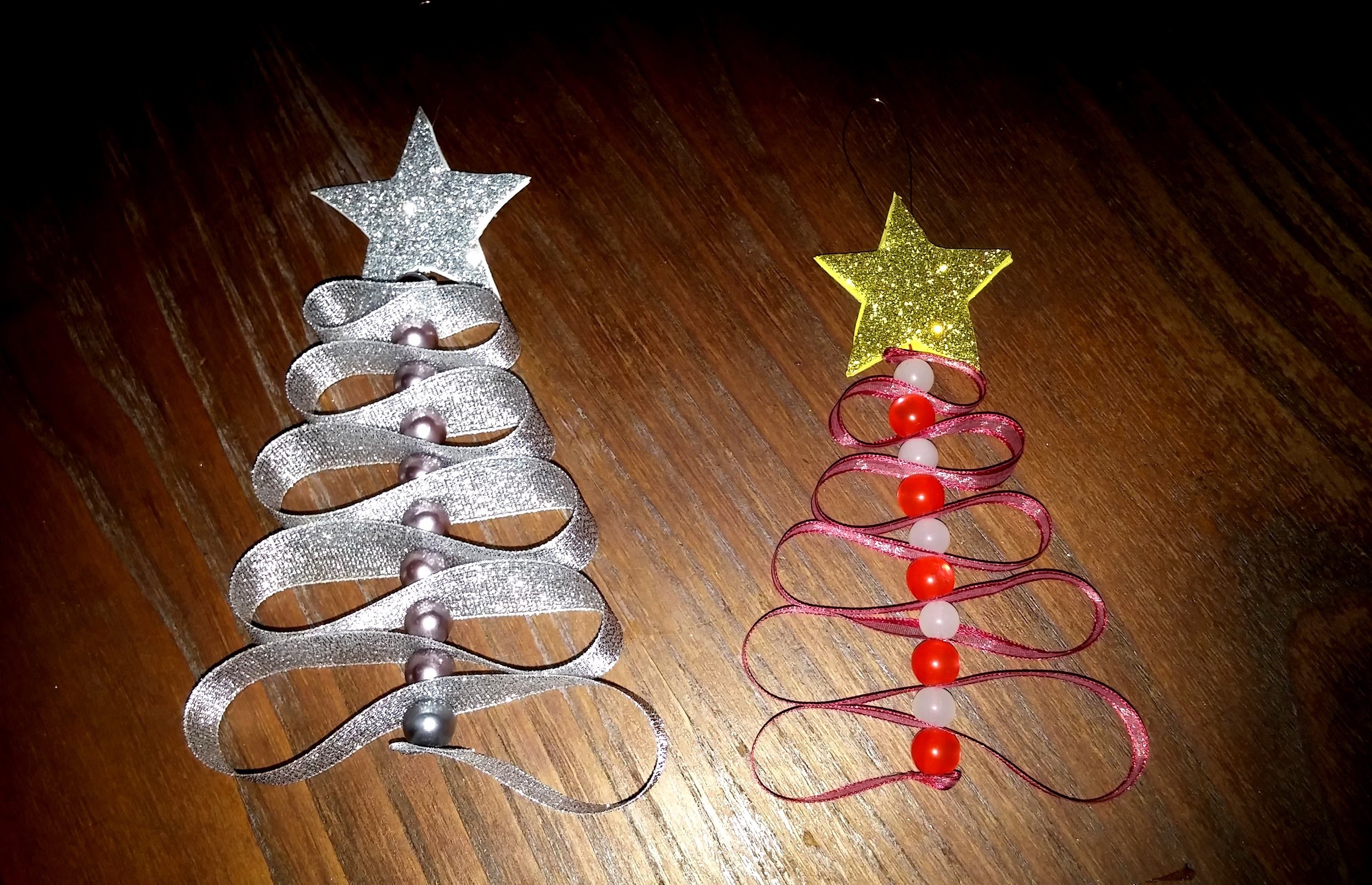Árvore de Natal de fita de cetim - DIY - Satin ribbon Christmas tree
