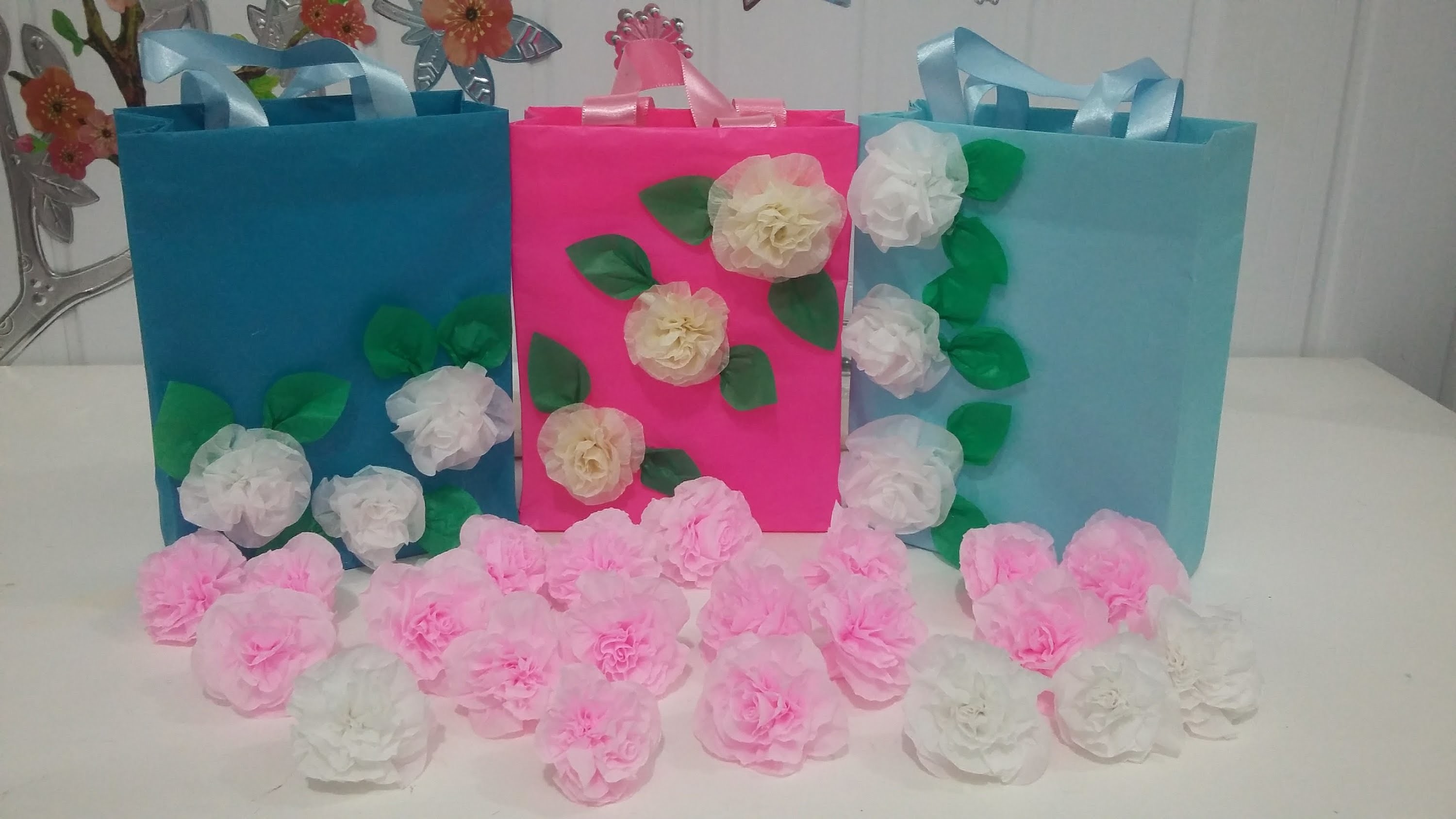 Aula 28 - Como fazer flores para bolsas de papel de seda (Artesanato)
