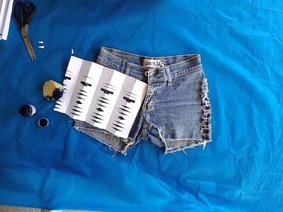 DIY Como customizar short Jeans | Short estampado com molde de papel! Diy