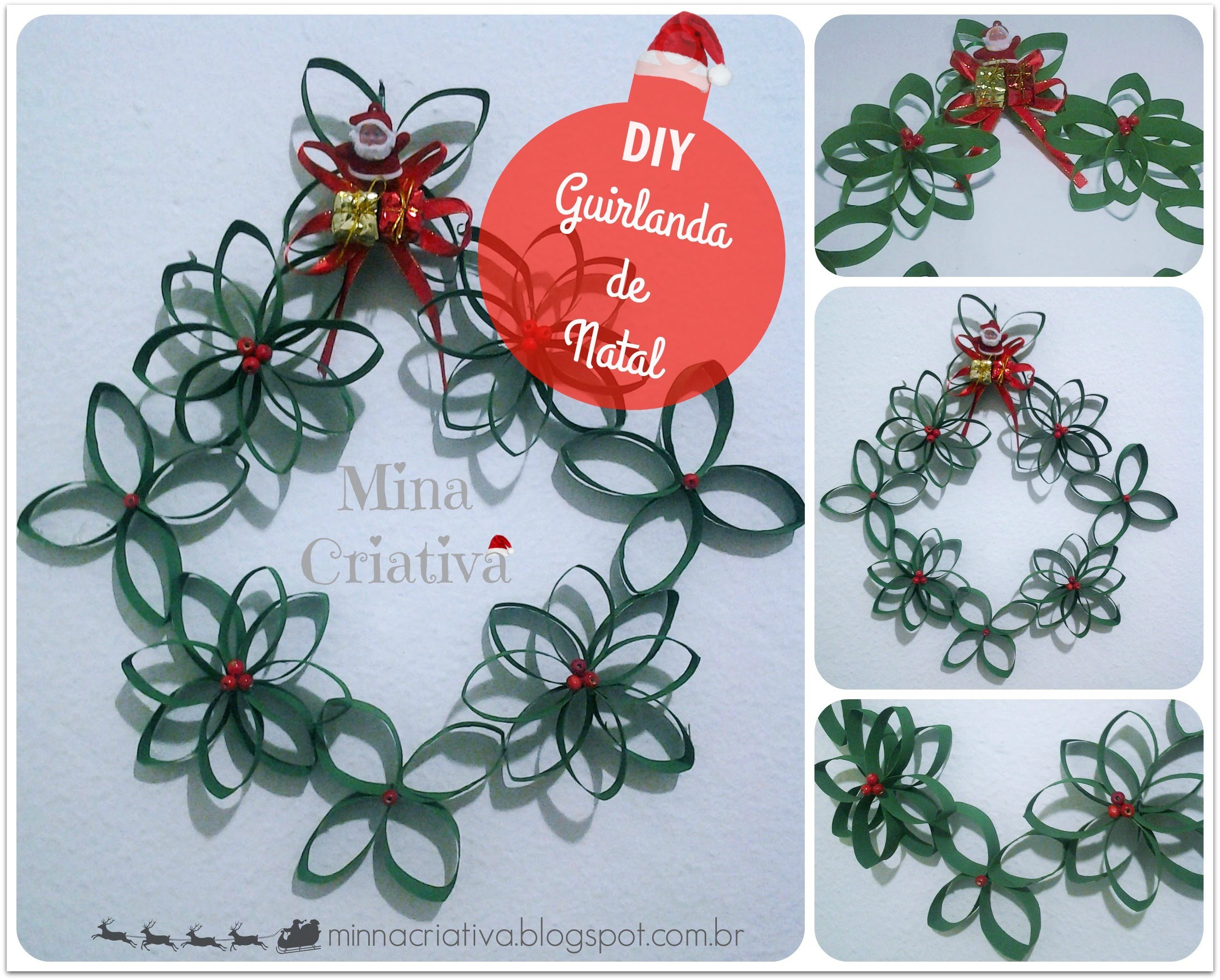 DIY - Enfeite de Natal | Guirlanda de rolinho de papel|