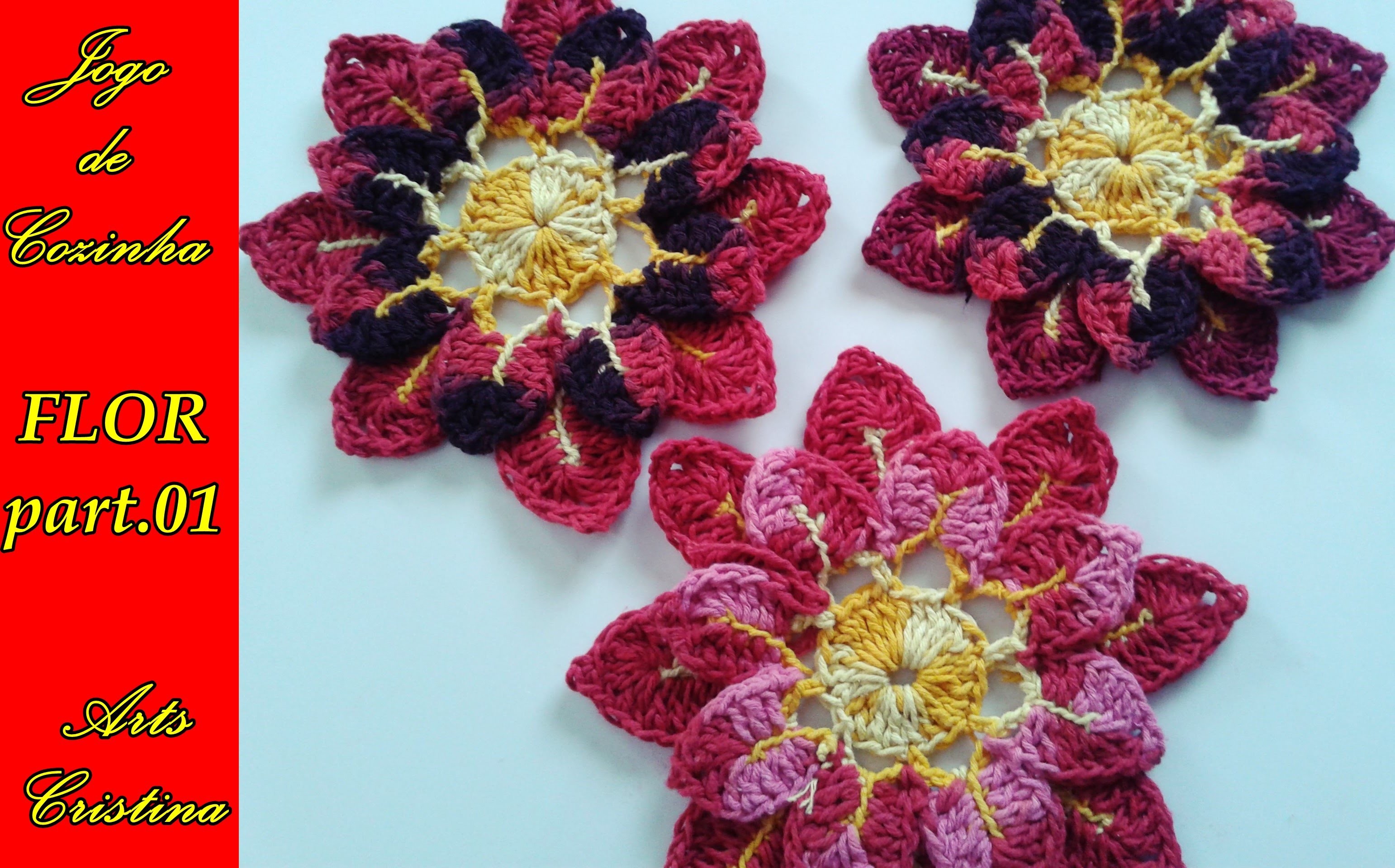 FLOR DE APLICAÇÃO CROCHÊ. flower  crochet. flor croche– ARTS CRISTINA