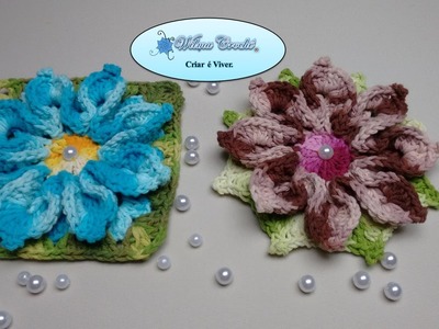 Flor de Crochê Para Aplicação em Tapetes e Diversos Trabalhos