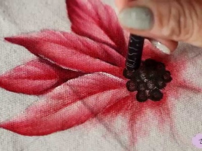 Pintura em tecido -  Eliane Nascimento: como pintar flor bico de papagaio