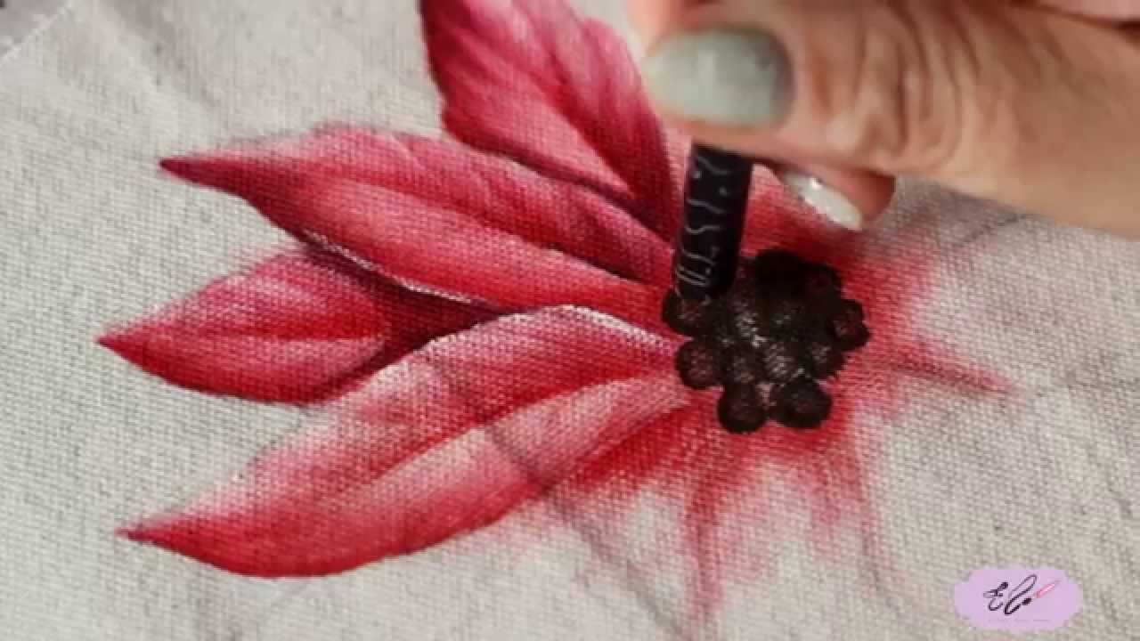 Pintura em tecido -  Eliane Nascimento: como pintar flor bico de papagaio