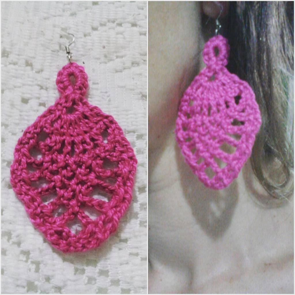 Brincos de croche: ponto abacaxi. crochet earrings pineapple