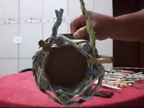 Cachepô (porta vasinho de papel) - artesanato com jornal