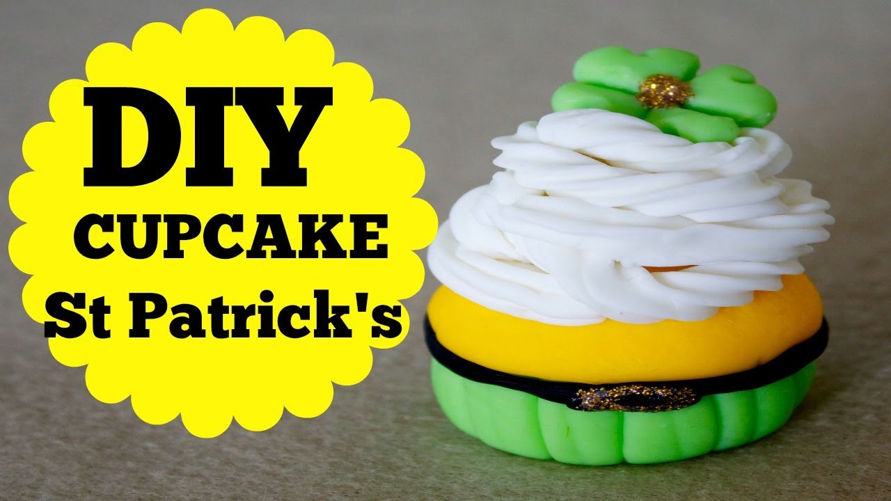 DIY - Cupcake St Patrick's day - Biscuit - Fimo- Polymer Clay Tutorial