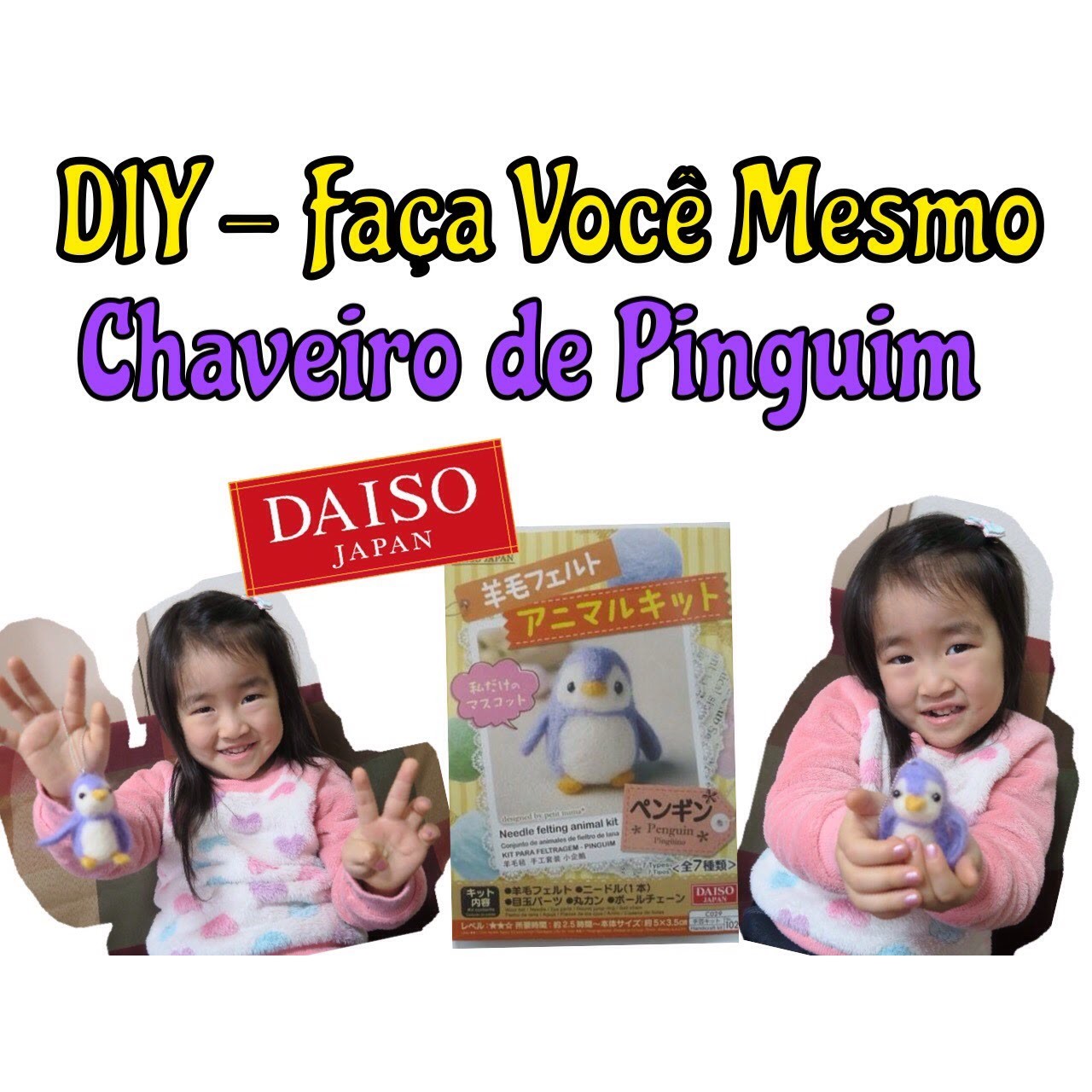 DIY DAISO - Chaveiro de Pinguim - Faça Você Mesmo Japão