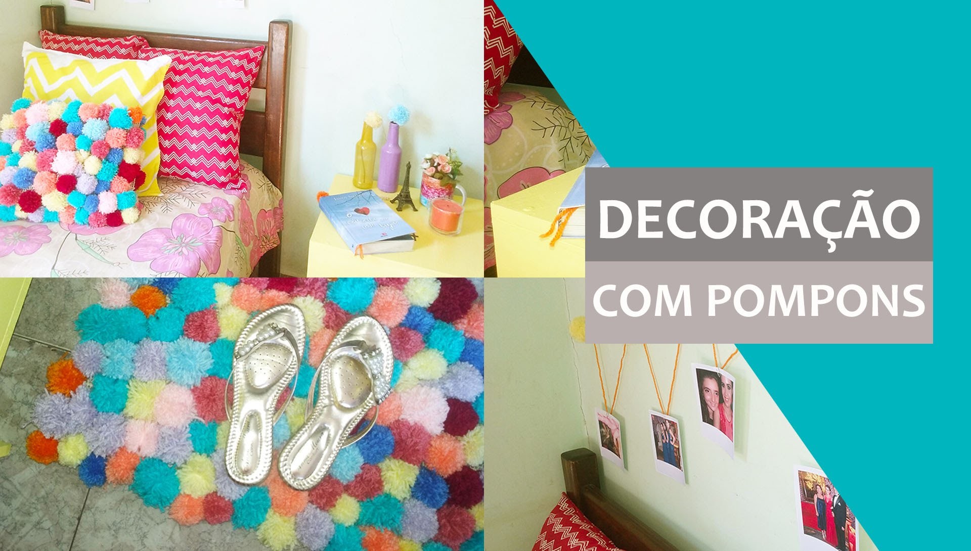 DIY - Decoração do quarto com pompons | Almofada de pompom, tapete de pompom e mais!