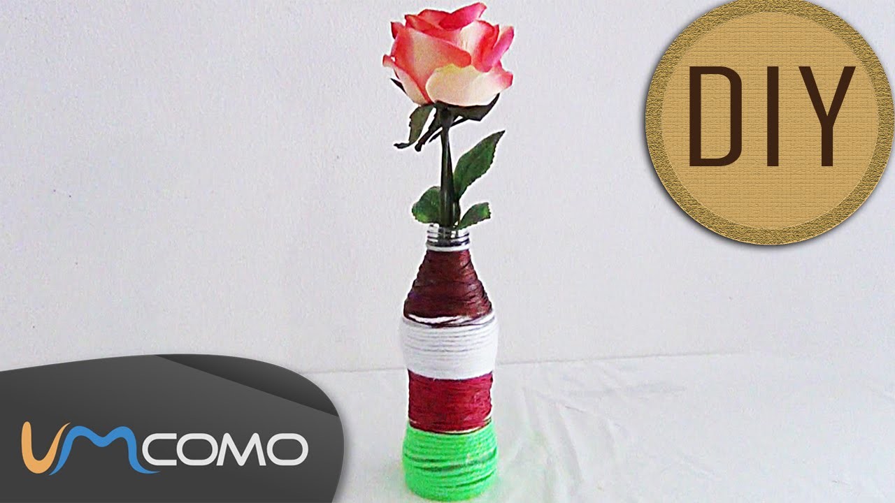 DIY - Vaso Decorativo feito com Garrafa em Vidro e Linha