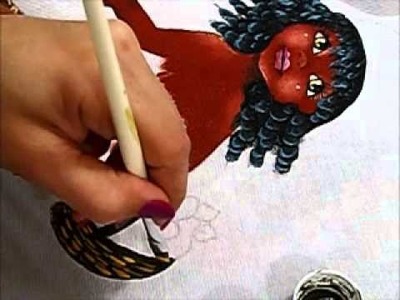Pintura em tecido - Boneca Patrícia - Como pintar boneca negra 2-2 - how to paint black doll