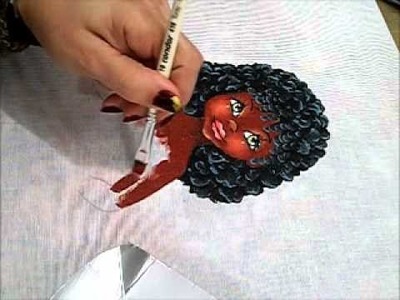 Pintura em tecido - Boneca Marli - Como pintar boneca negra 2.2 - how to paint black doll