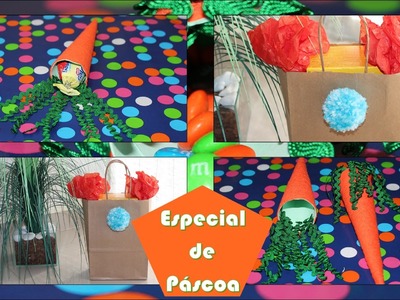 DIY | Especial de Páscoa #1. Cenoura Porta Chocolate + Sacola Rabinho de Coelho.