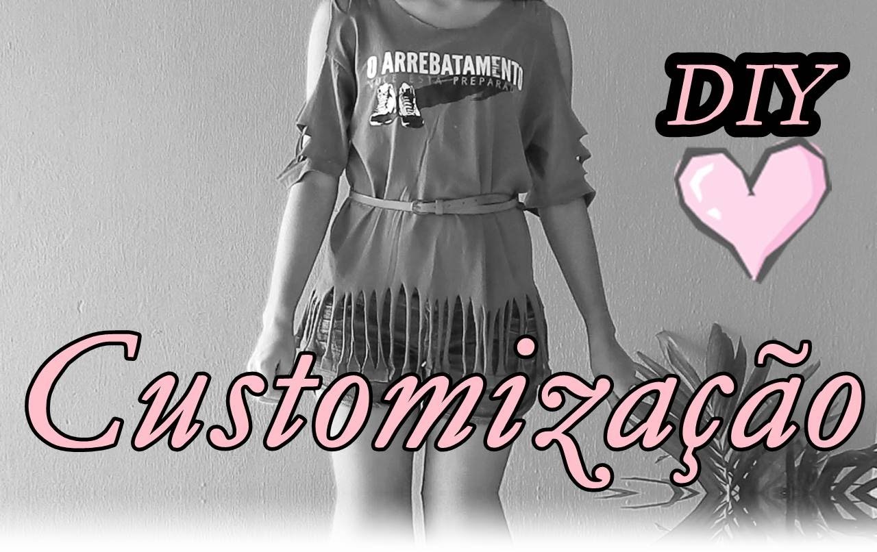 DIY - simples Customização de camisa ( masculina em Feminina )