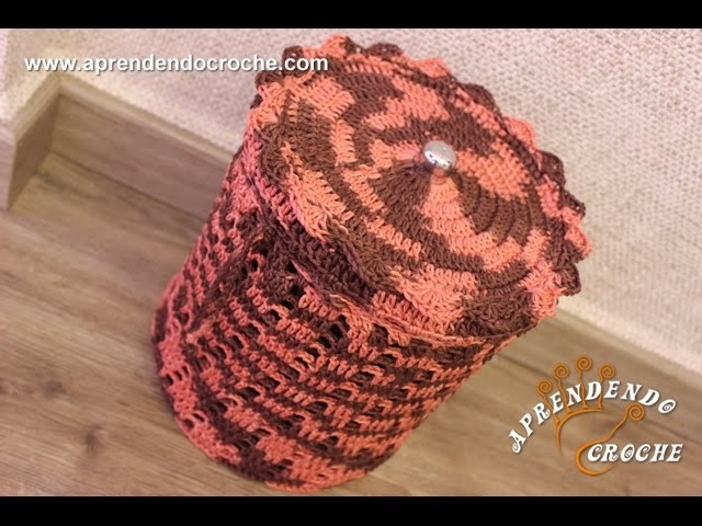 Capa Crochê Lixeira Banheiro - Aprendendo Croche