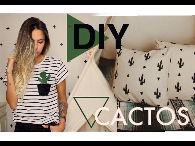DIY: Camiseta.Almofada.Luminária CACTOS por Dicadaka