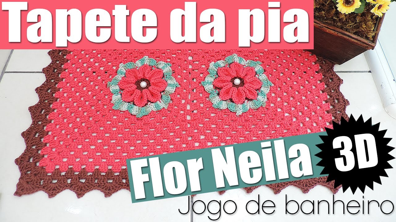 Tapete da pia - Jogo de banheiro flor Neila 3D - 1.4 "Soraia Bogossian"