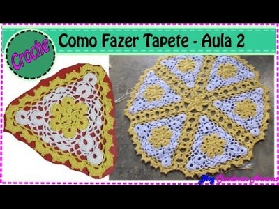 Como fazer Tapete Redondo em Croche com flores amarela em barbante | Aula 2