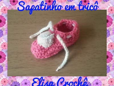 Sapatinho de tricô super fácil e simples # Elisa Crochê