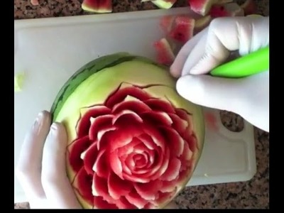 How to make a beautiful rose in watermelon - By J.Pereira - Arte Carving. HD