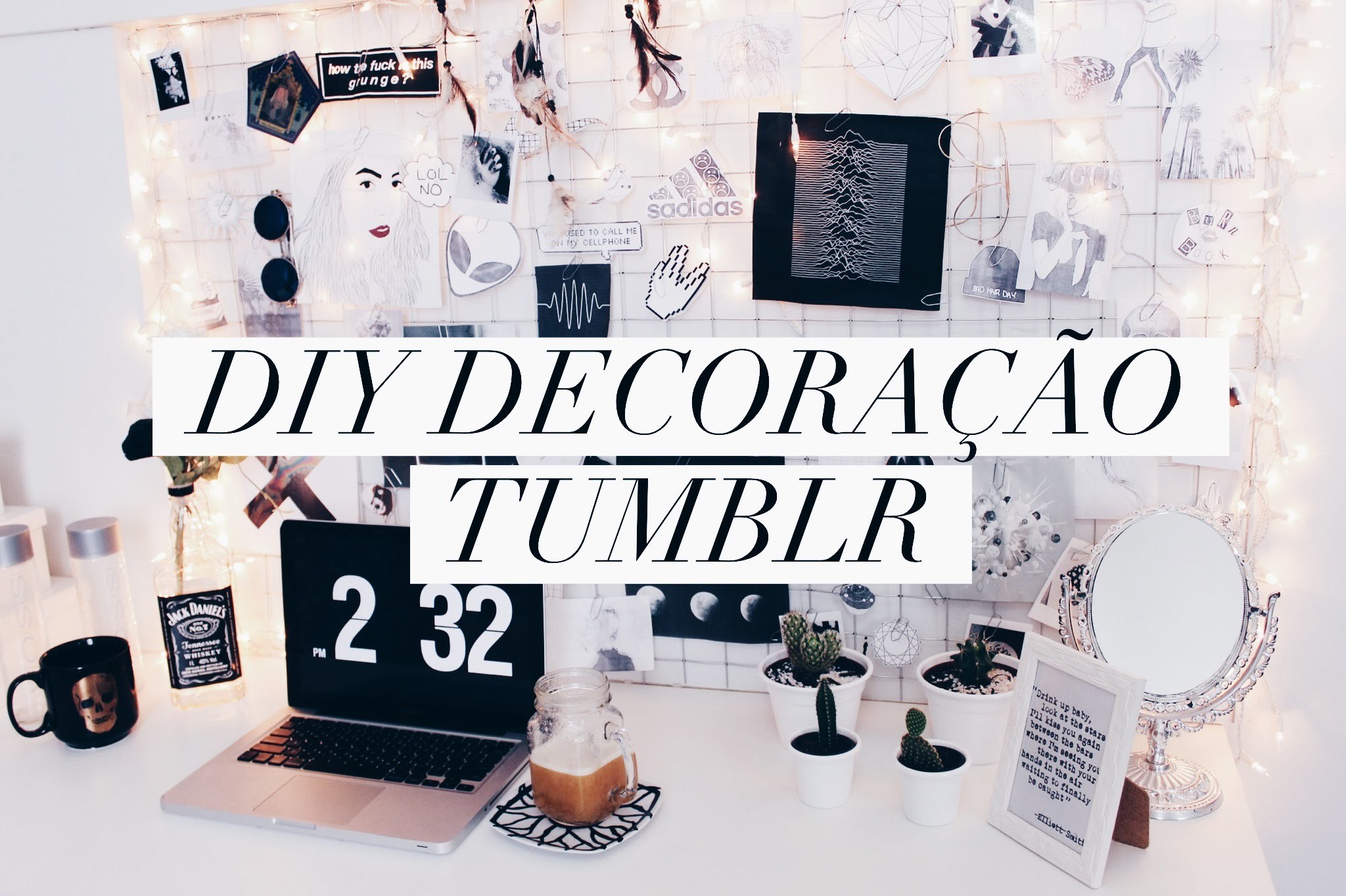 DIY. Decoração estilo Tumblr.Pinterest ( Mural de fotos, vasos e porta copo.bijus )