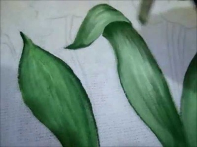 Pintura em tecido Eliane Nascimento: folha de Orquídea