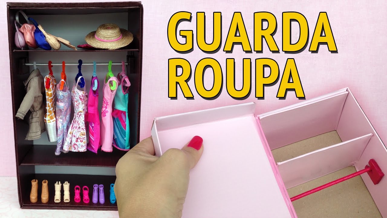 Guarda Roupa e Closet para Barbie feito com Caixa de Sapato! Como fazer!