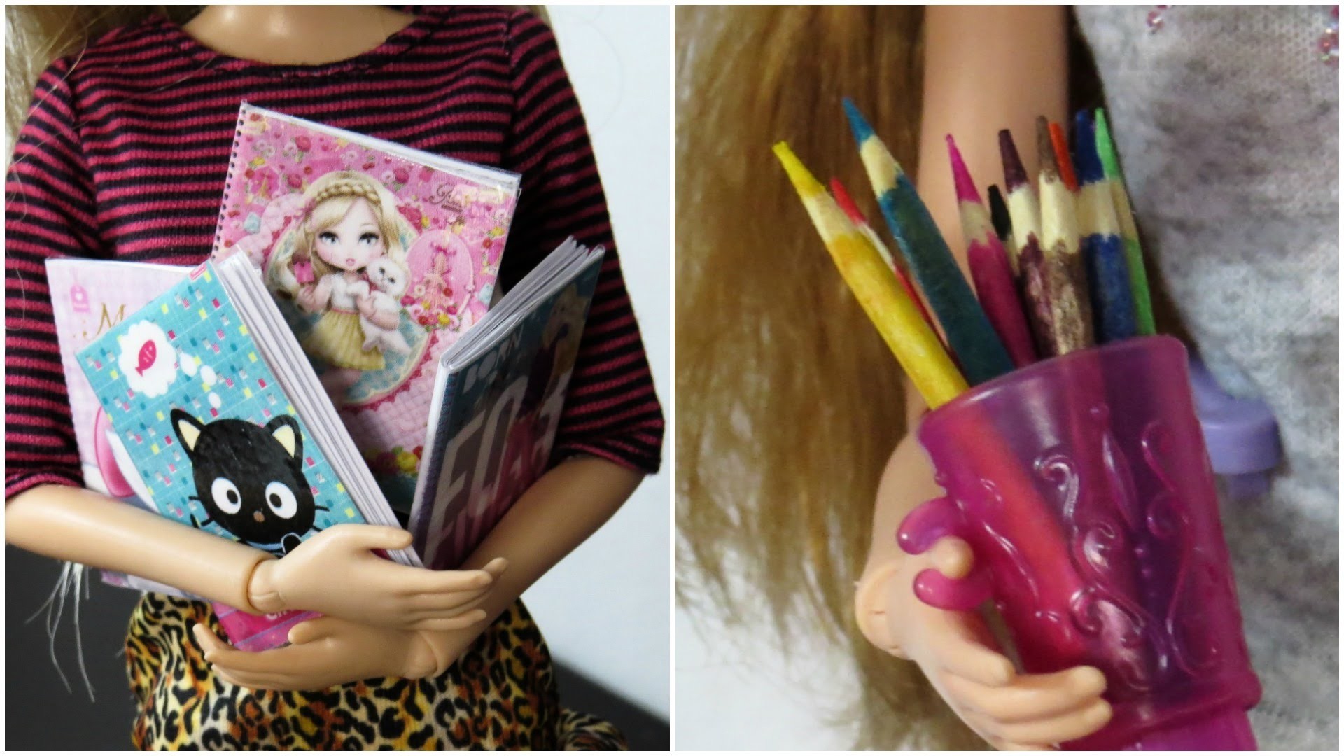 Como Fazer Caderno e Lápis de Cor para Barbie e Outras Bonecas