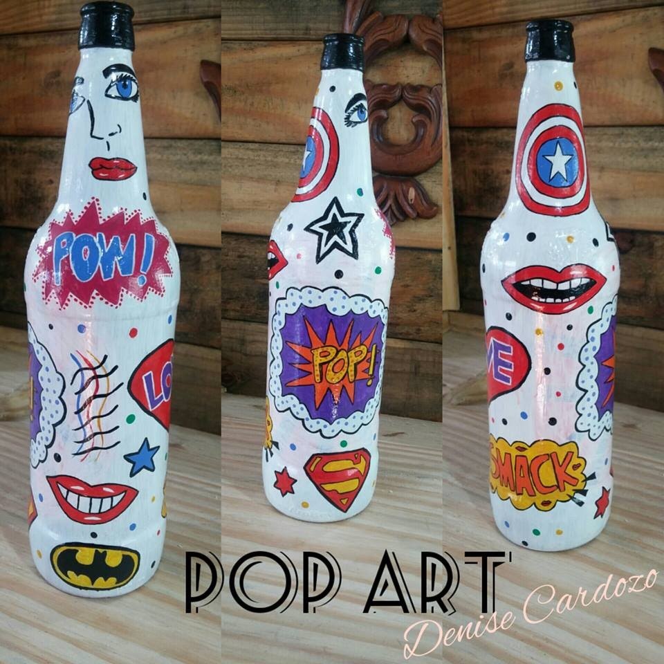 Como pintar garrafas+"Dica de decoraçao Pop Art"