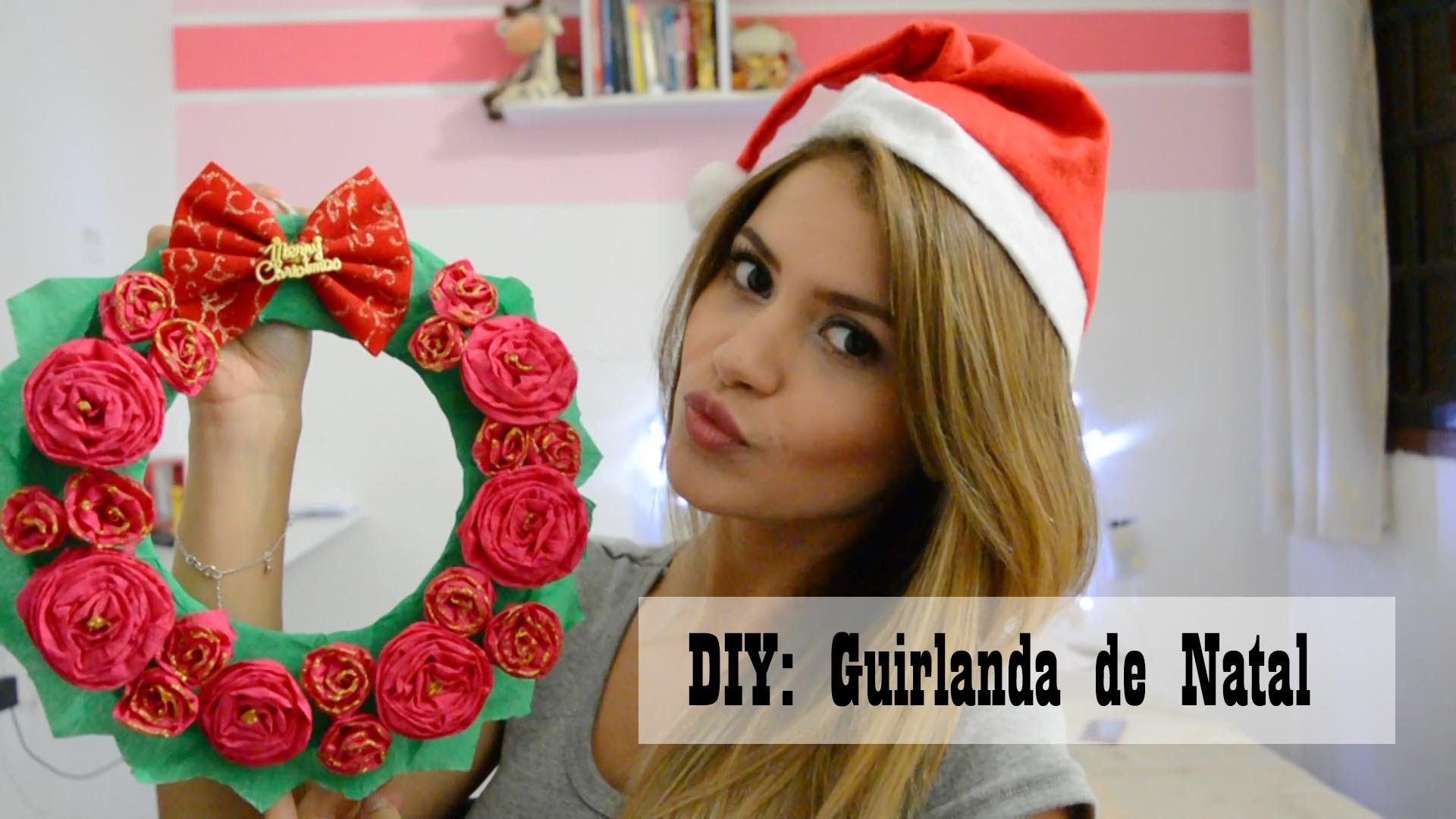 DIY: Guirlanda de Natal || Flores de Papel Crepom || Christmas Garland  Crêpe Paper
