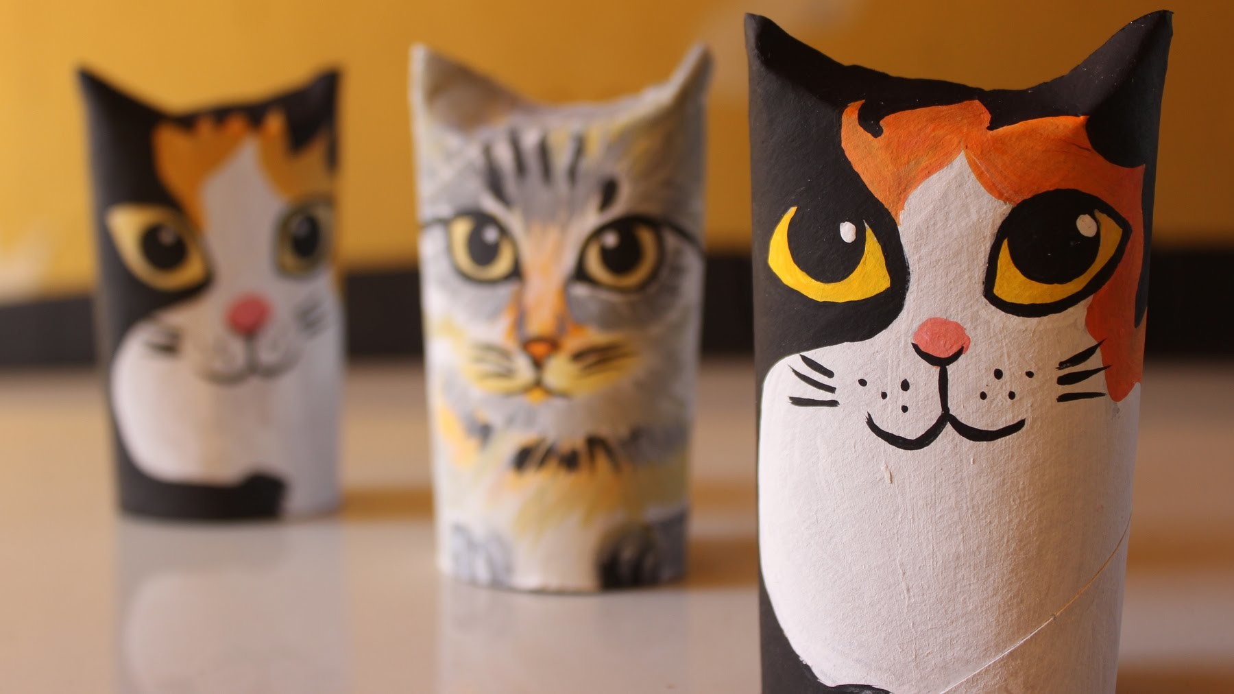 Gatinho Enfeite de rolos de papel higiênico - gato de rolinhos