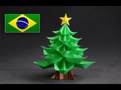Origami: Árvore de Natal -  Instruções em português PT BR