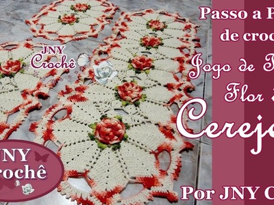 PAP Jogo de tapete de crochê Flor de Cerejeira por JNY Crochê