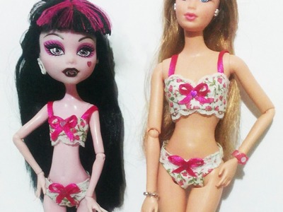 Tutorial calcinha e sutiã sem costura para bonecas Barbie e Monster High