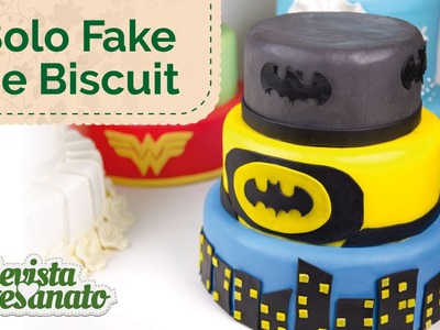 Como Fazer Bolo Fake com Biscuit - Tema Batman