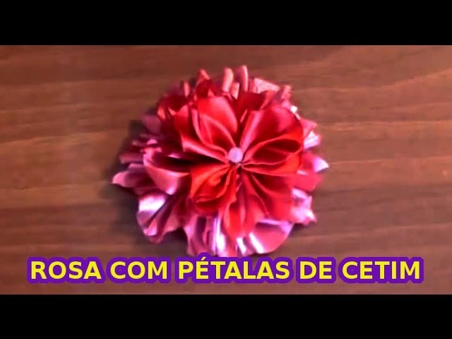 Como Fazer Flor De Fita De Cetim - Uma Rosa com Pétalas de Cetim