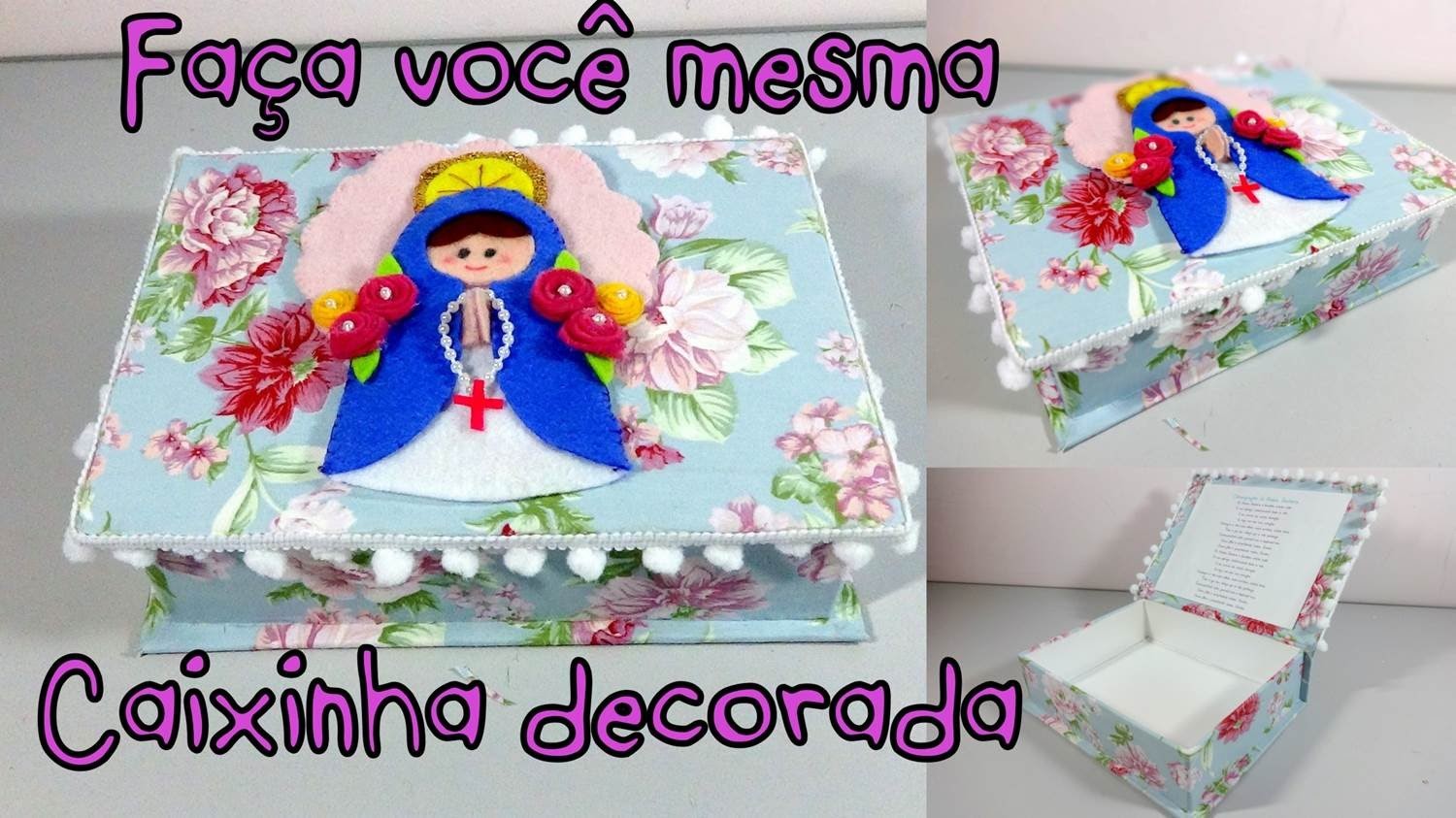 DIY| Caixinha decorada forrada com tecido e aplicação em feltro