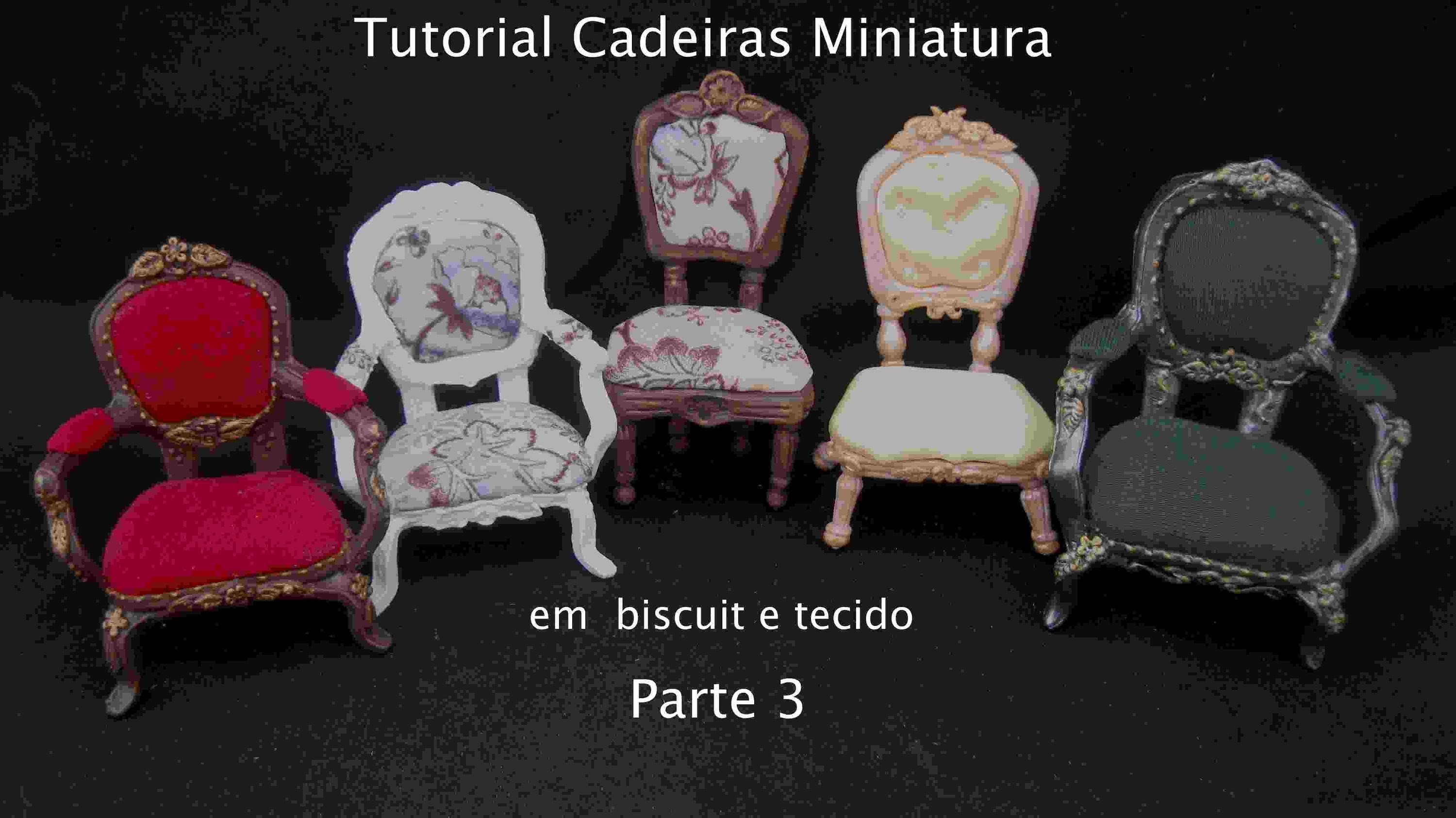 Cadeira miniatura em biscuit e tecido- parte 3