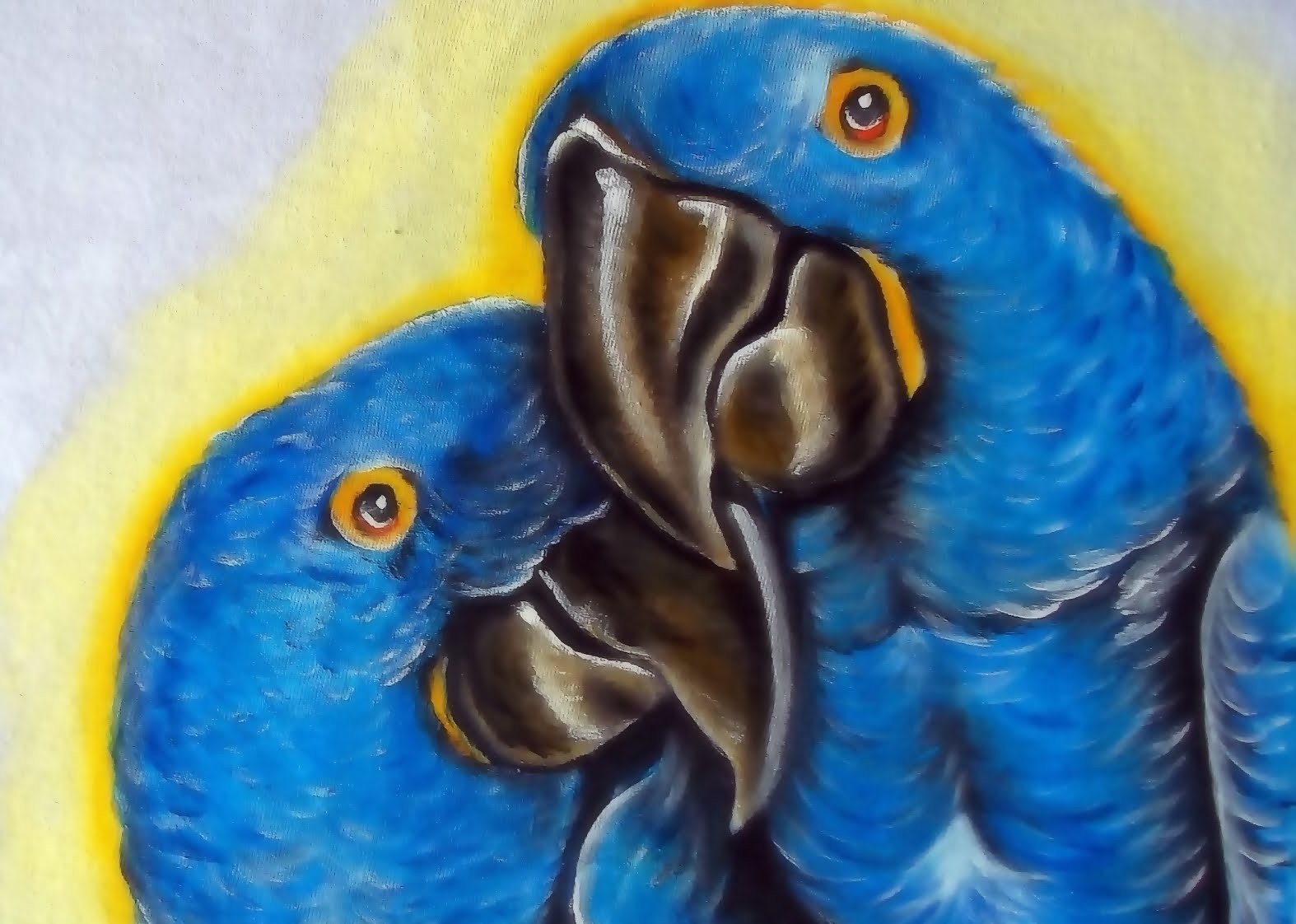 Como Pintar Pássaros - Araras Azuis - Pintura em Tecido!