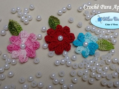 Flor Catavento - Mini Flor de Crochê Para Aplicação