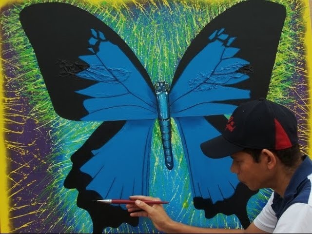 Pintando uma borboleta azul
