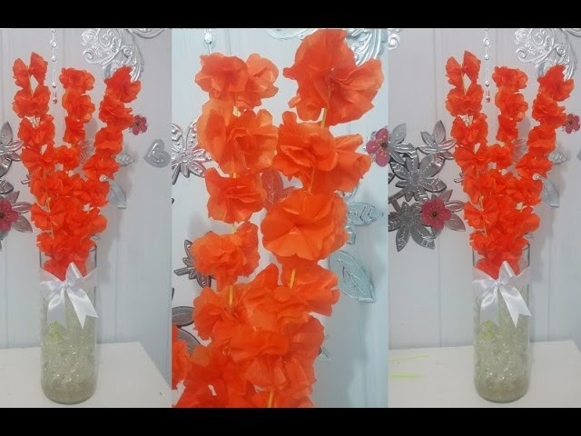 Aula 24 - Como fazer arranjos de flores de papel de seda (Acabamento) - Artesanato