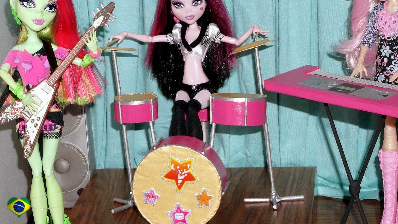 Como fazer bateria musical para boneca Monster High, Barbie, EAH, etc