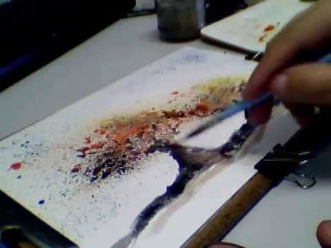 Desenhando aquarela com gotinhas - passo-a-passo