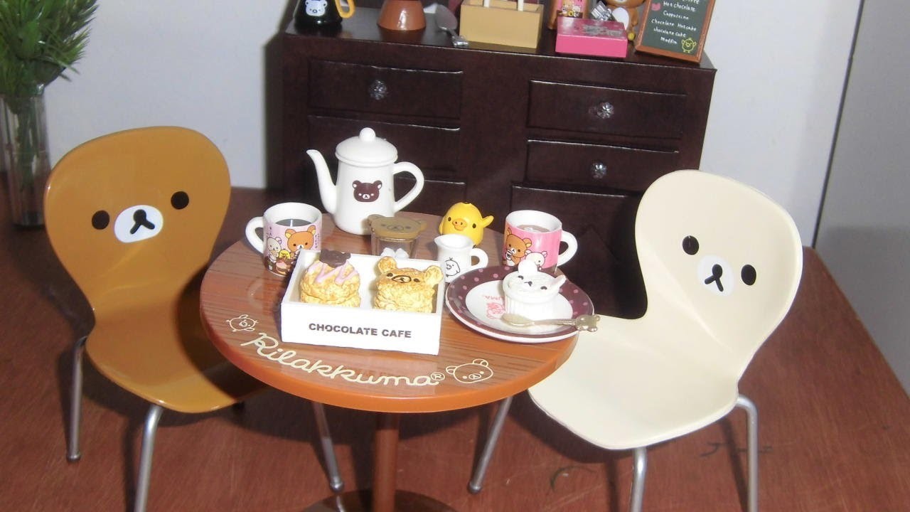 Re-ment: Rilakkuma Cafe Table Chairs unboxing - miniaturas unboxing