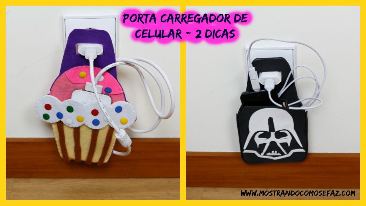 Porta Carregador de celular - Cupcake e Star Wars -  caixa de sapato
