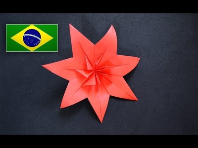 Origami: Flor de 7 pétalas - Instruções em português PT BR