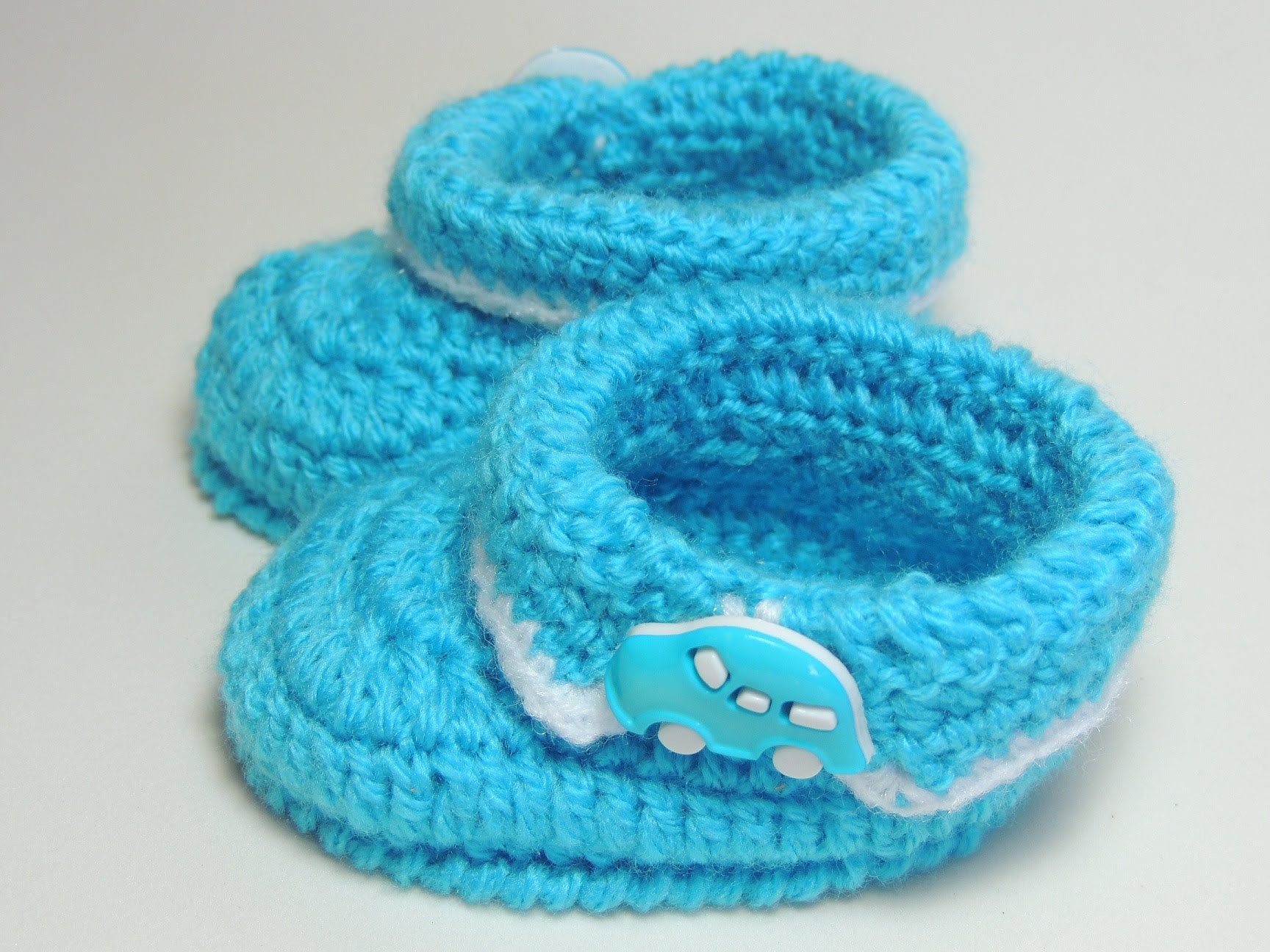 Sapatinho de Crochê Masculino com Lã Azul - Parte 1.3