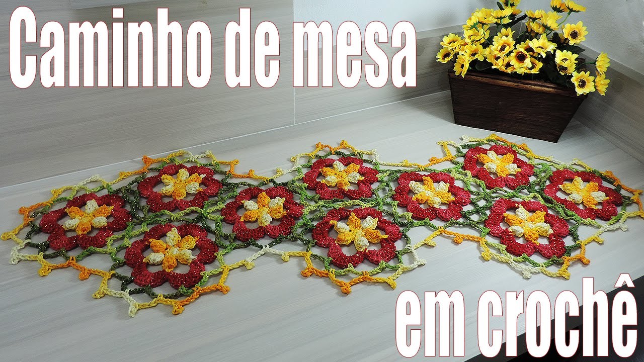 Caminho de mesa - Motivo de Crochê Flor Multi "Soraia Bogossian"
