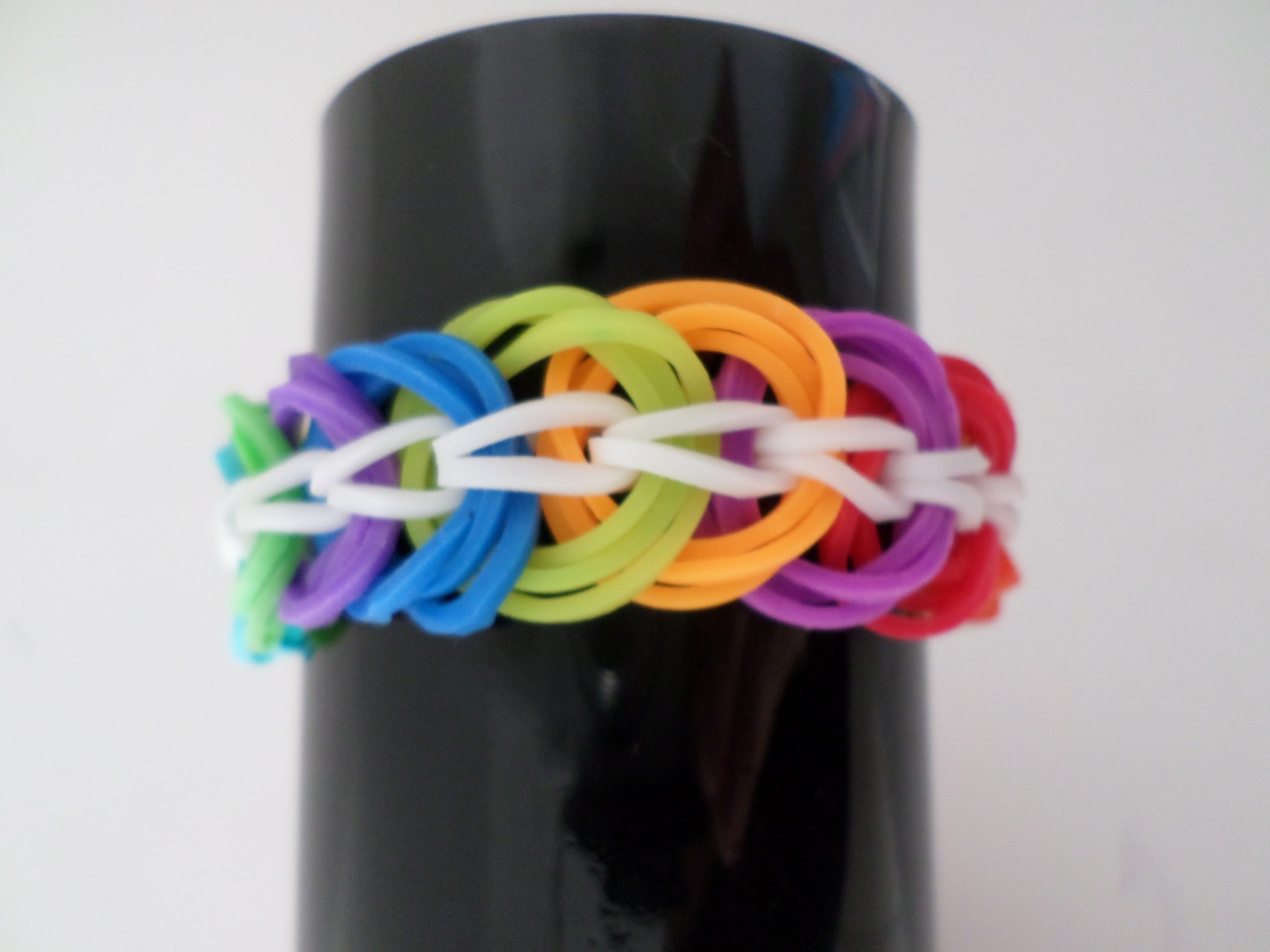 Pulseira de Elástico Triple Link (rainbow loom)com Agulha de Crochê - p. INICIANTES